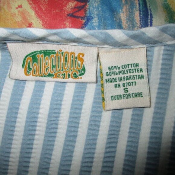 Seersucker EMBROIDERED Size S House DRESS Pockets ZIP Collections Etc PATIO Maxi - Picture 6 of 10